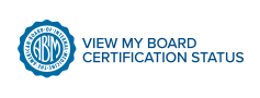 A logo for a company called view my board certification status