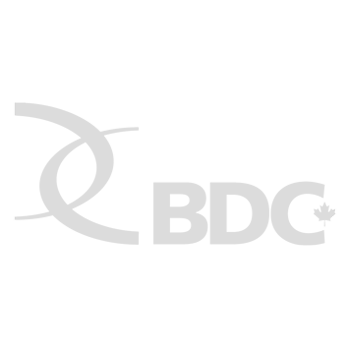 The bdc logo is gray on a white background.
