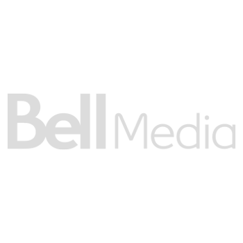 The bell media logo is a gray logo on a white background.