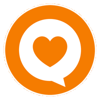 An orange circle with a white heart inside of it