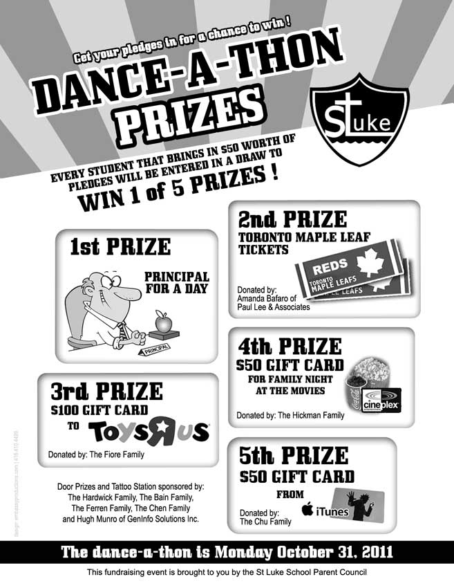 A black and white poster for a dance-a-thon.
