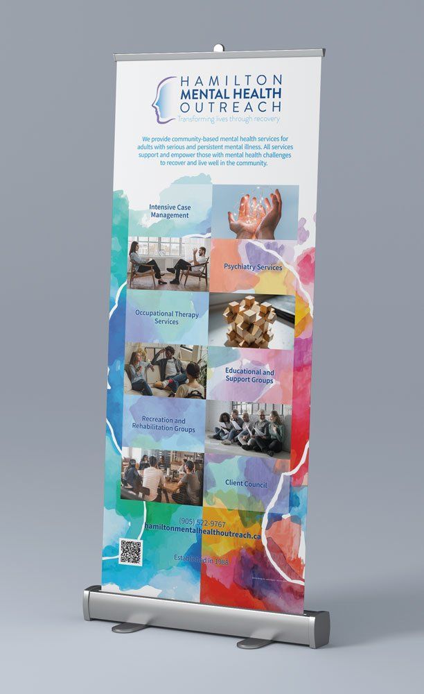 A roll up banner for hamilton mental health outreach
