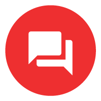 Red circle with white chat bubble icon