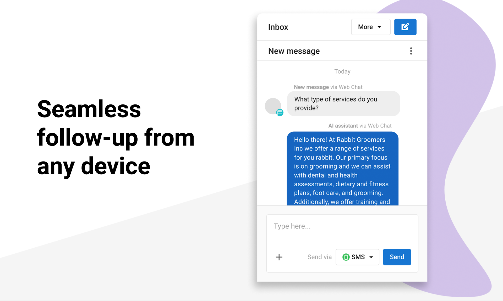 A screenshot of a seamless follow up from any device.