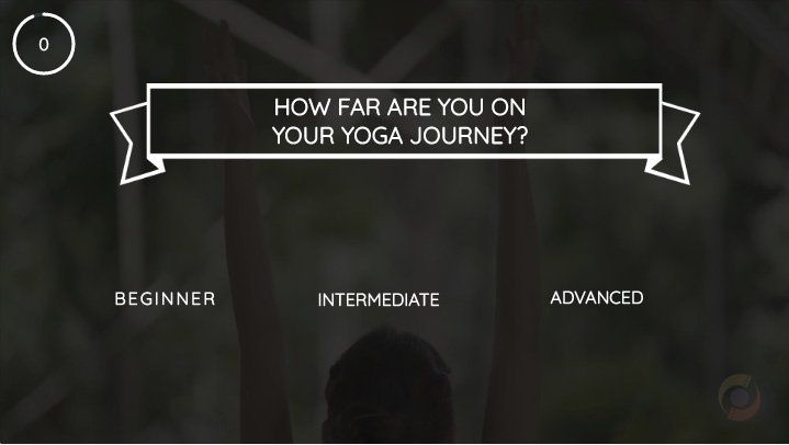 A screen that says how far are you on your yoga journey