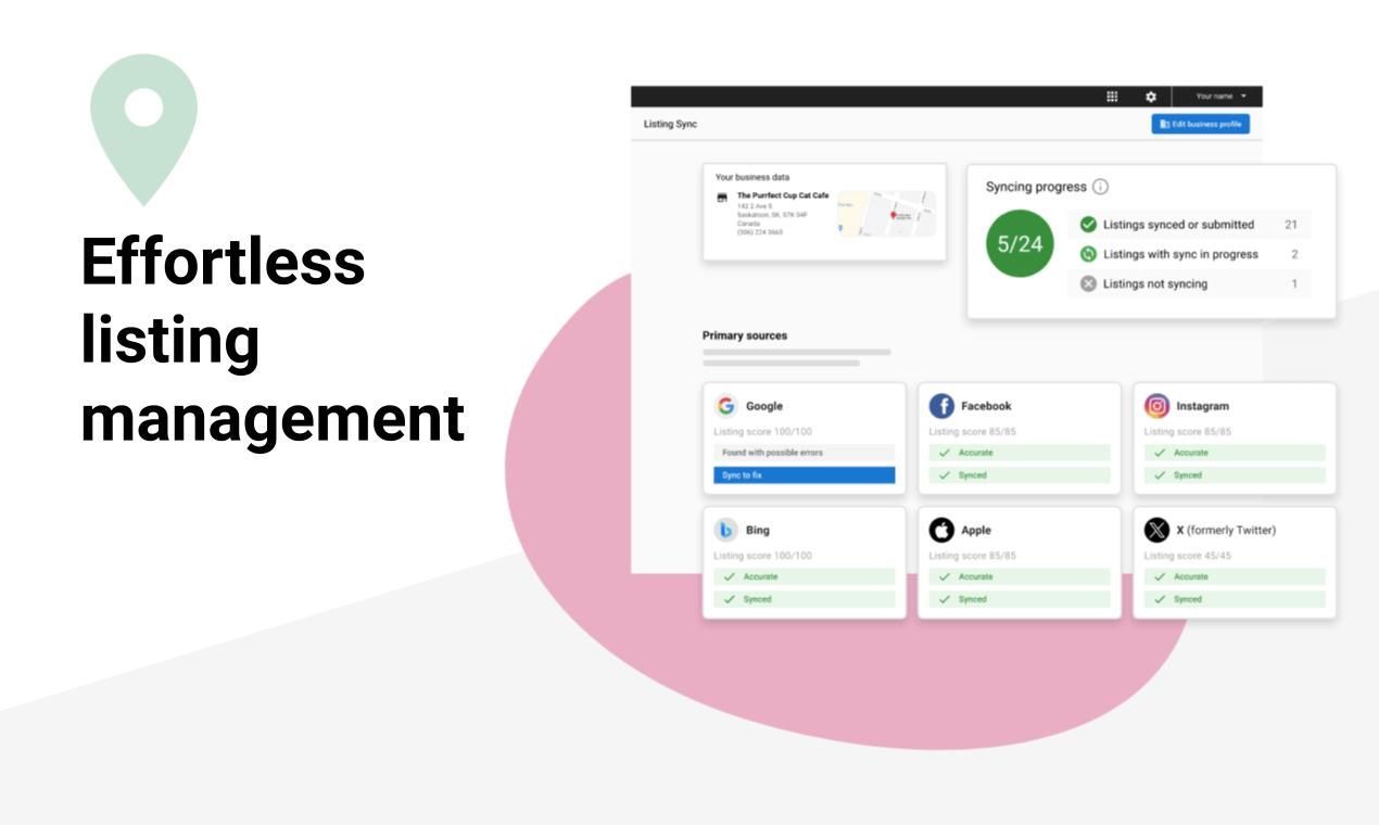 A screenshot of an effortless listing management dashboard.