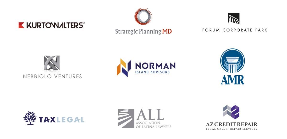 A bunch of logos for different companies on a white background
