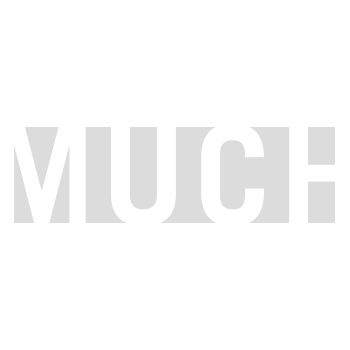 The word much is written in white letters on a white background.