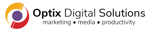 The logo for optix digital solutions marketing media productivity