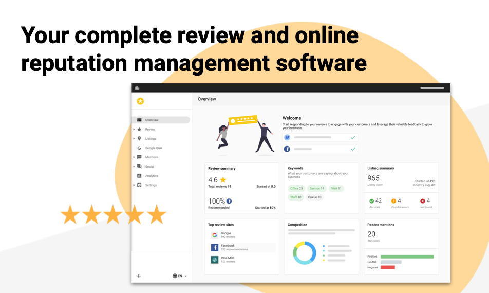 A screenshot of a review and online reputation management software
