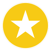 White star inside a yellow circle on a white background