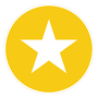 White star inside a yellow circle on a white background