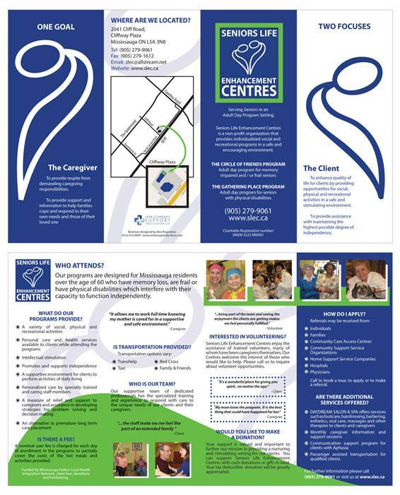 A brochure for the seniors life enhancement centres
