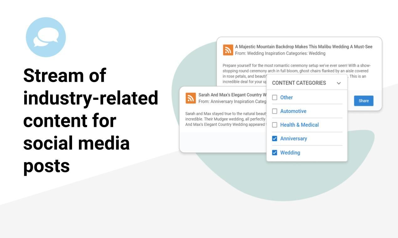 There is a stream of industry-related content for social media posts.