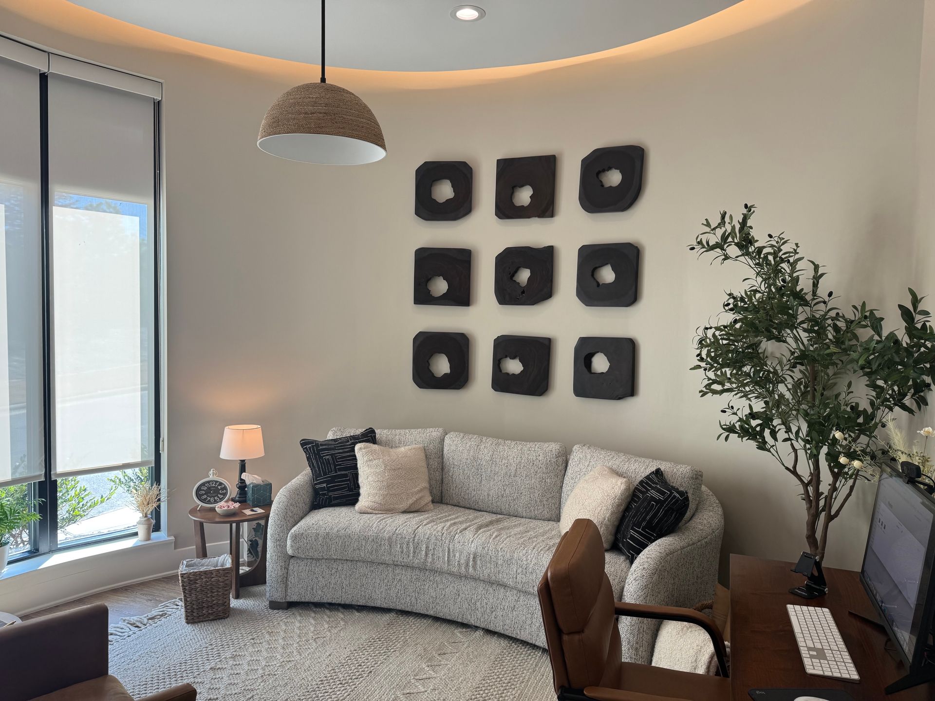 A man is standing under a starry night sky.