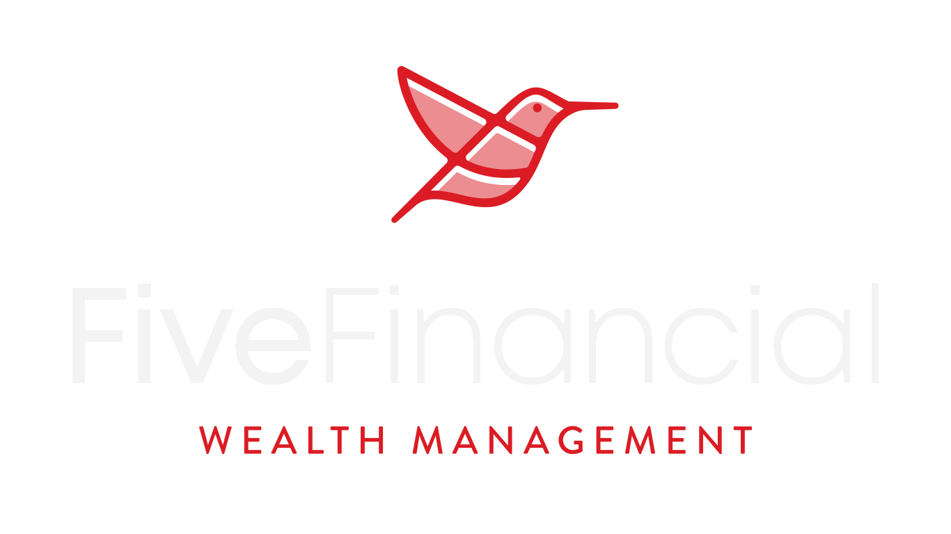 The logo for five financial wealth management has a hummingbird on it.