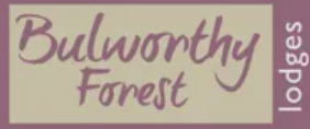 Logo for Bulworthy Forest Lodges in purple and tan.
