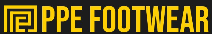 A yellow and black logo for ppe footwear