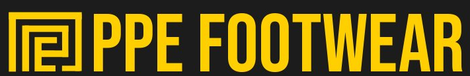 A yellow and black logo for ppe footwear