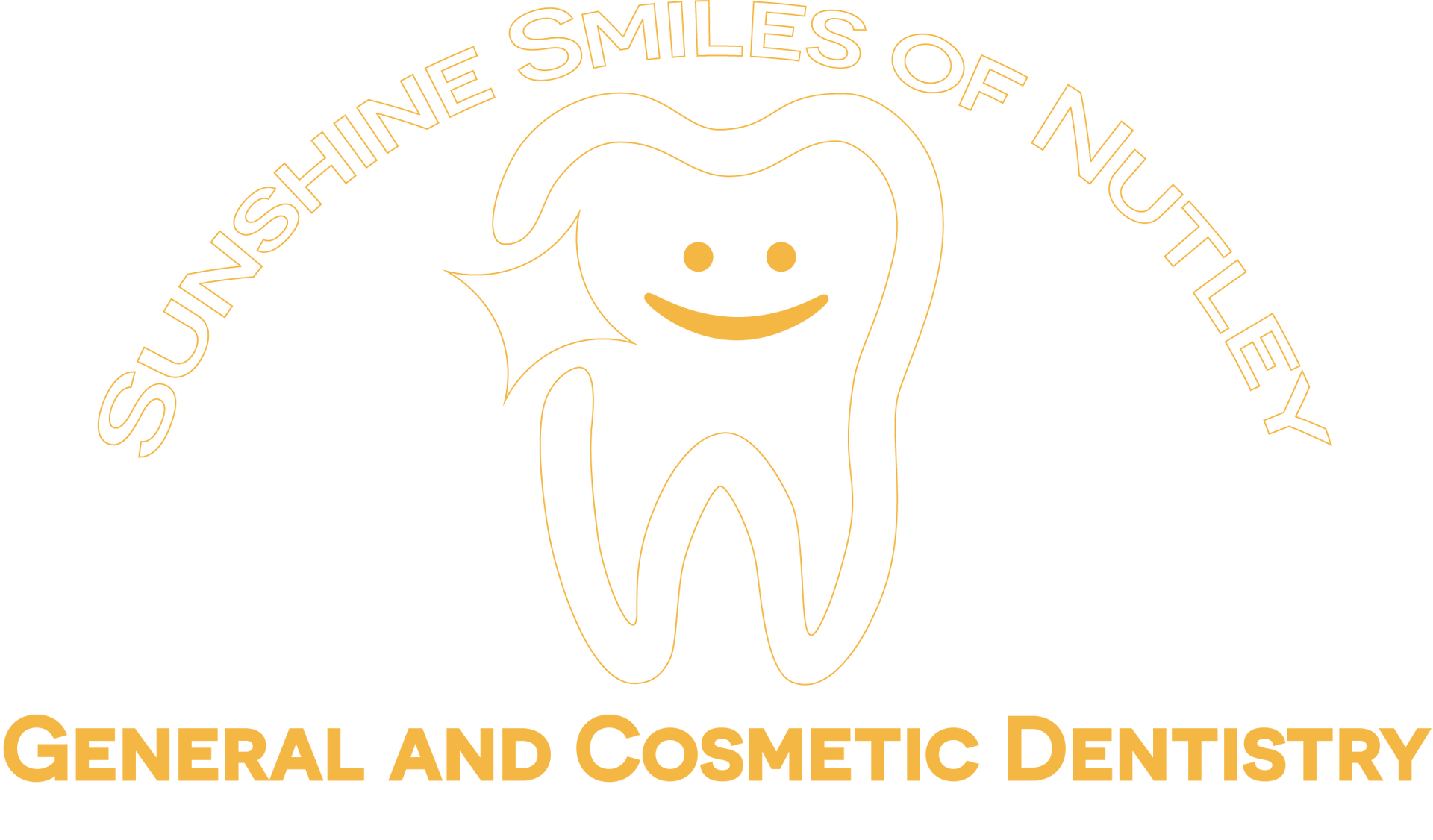 The logo for sunshine smiles of nutley shows a smiling tooth