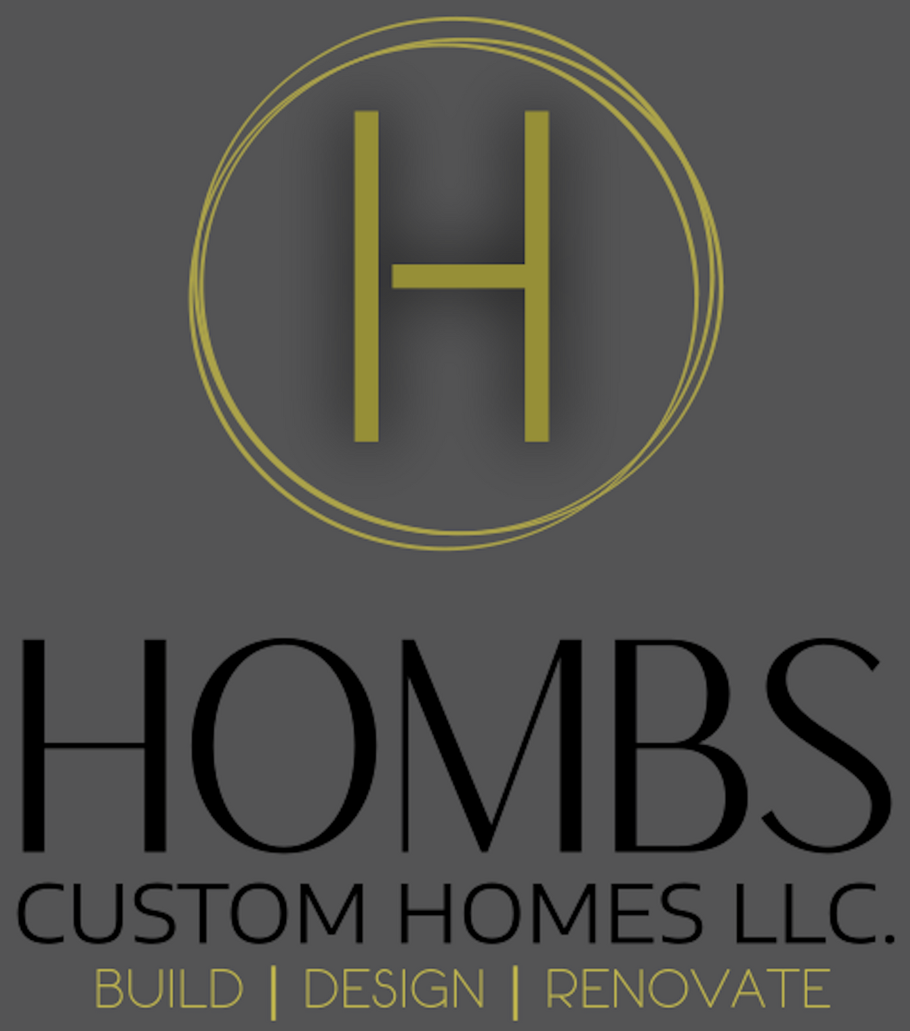 Hombs Custom Homes Gold & Gray Logo. Home Builder in Mid-Missouri.