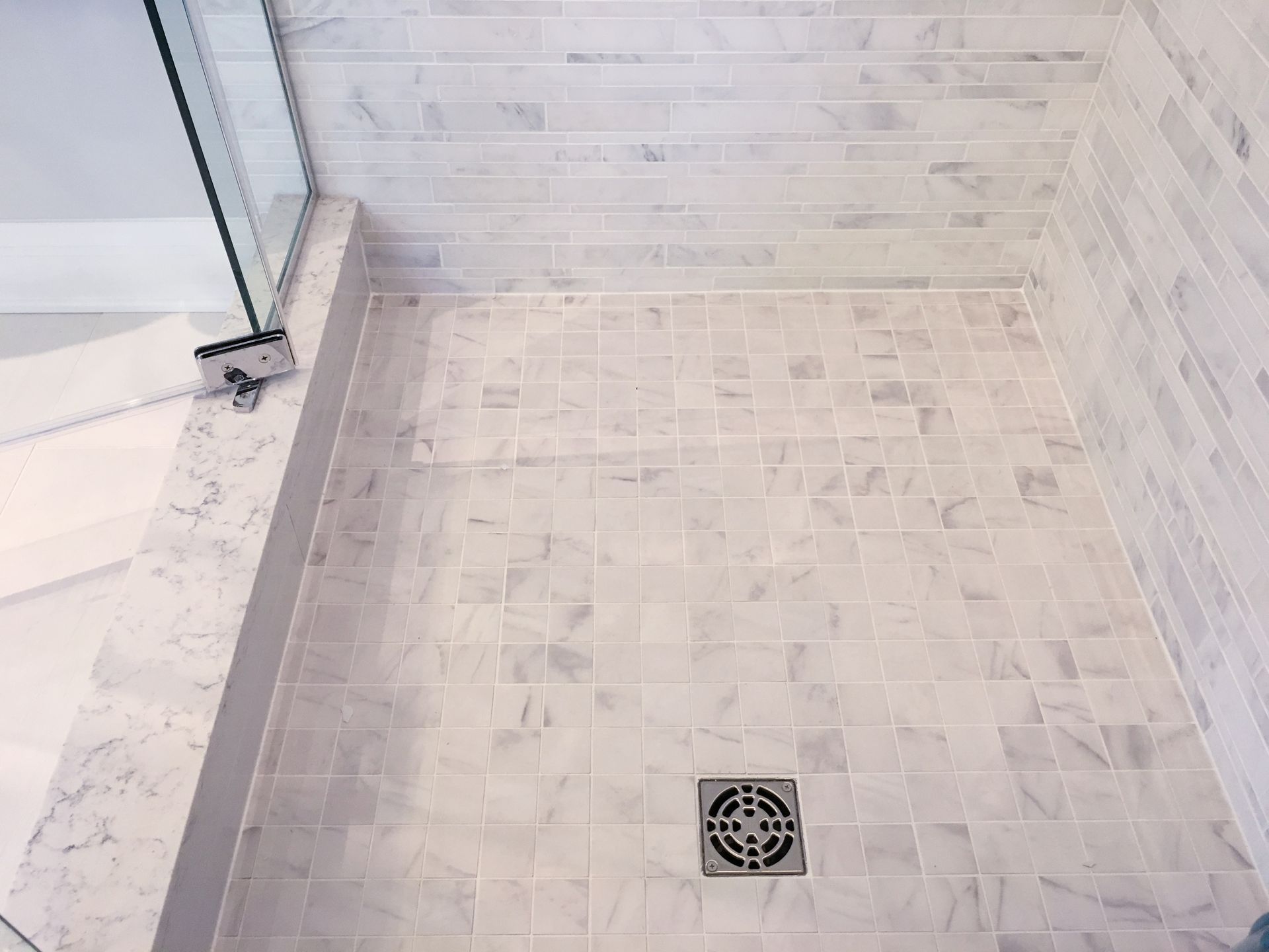 White Tiled Shower Designed & Built by Hombs Custom Homes in Mid-Missouri.
