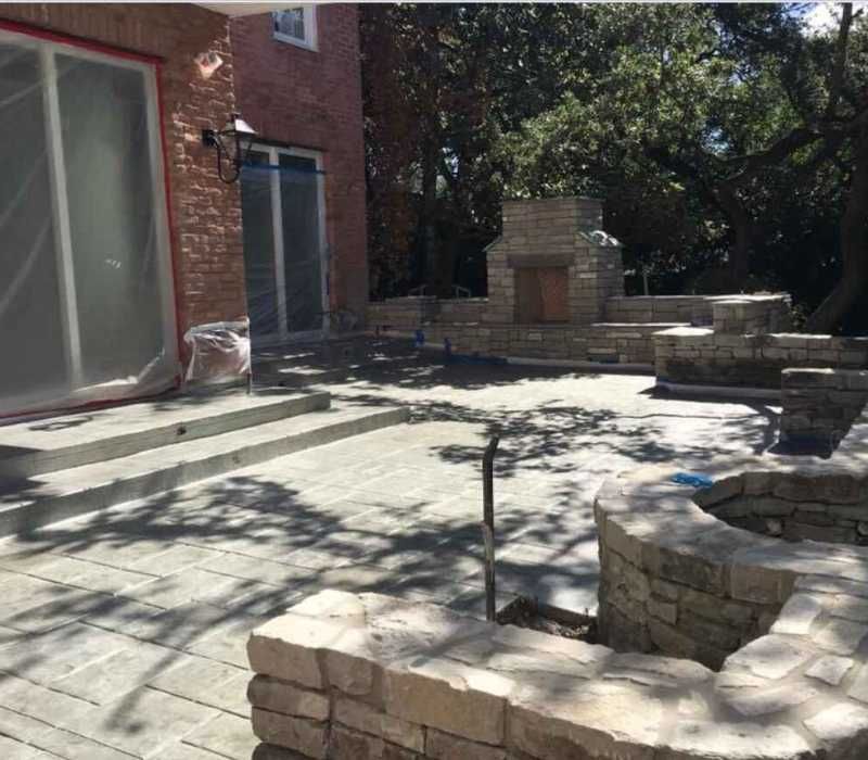 Backyard fireplace