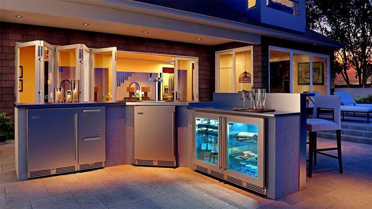 Compact Refrigerator in Outdoor Kitchen