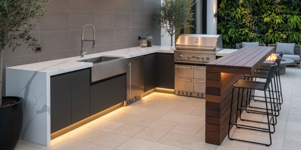 L‑shape outdoor kitchen idea