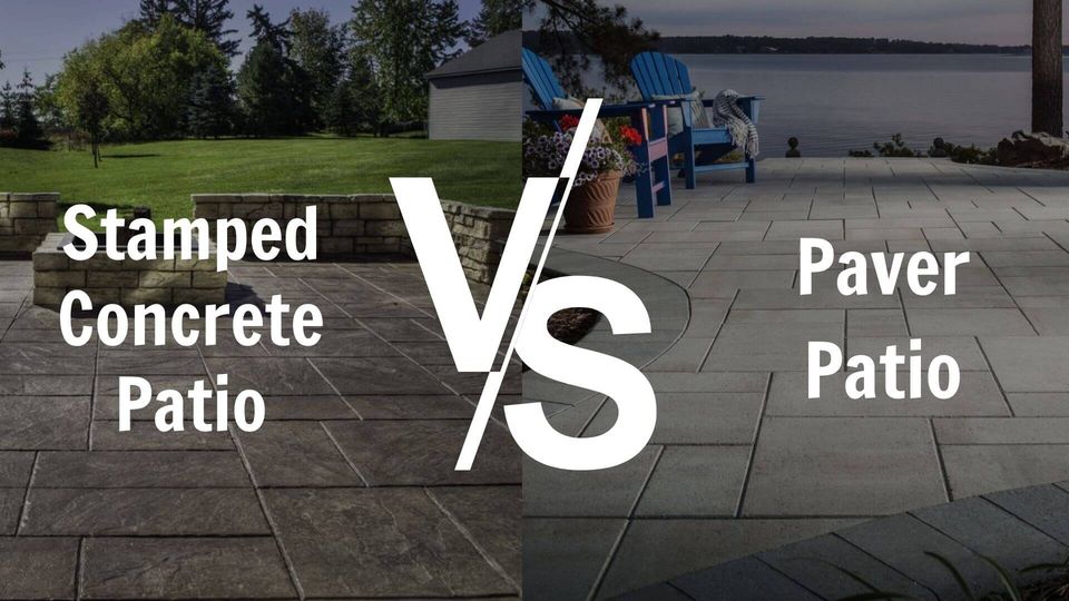 Stamped Concrete Patio Vs Paver, Stamped Concrete Patio Cost Vs Deck