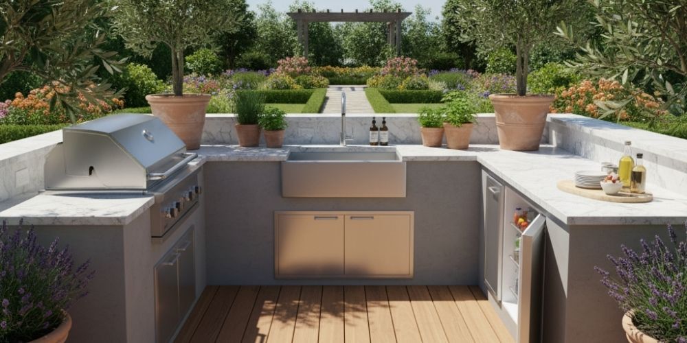 U‑shape outdoor kitchen idea
