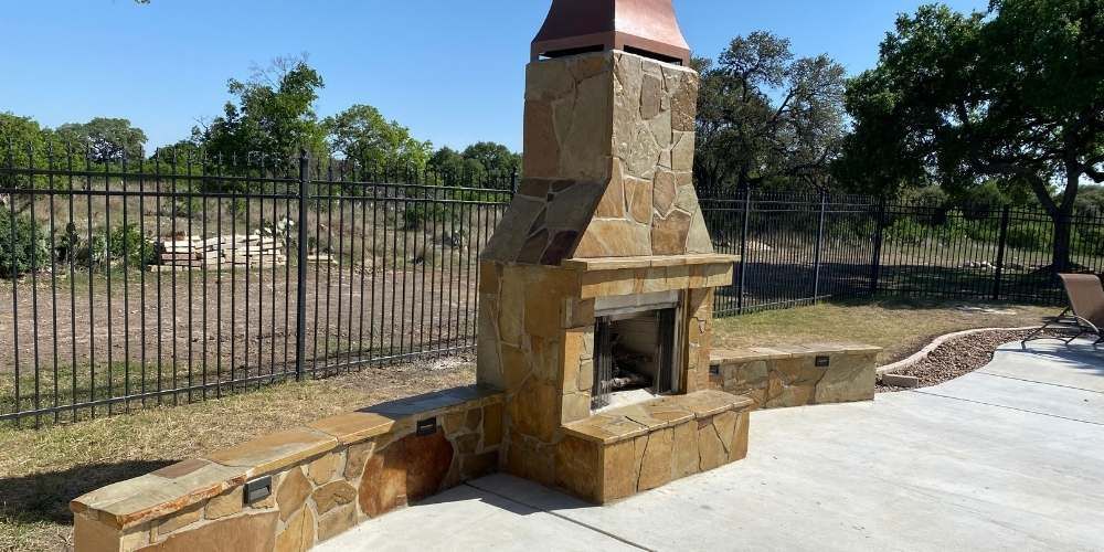 outdoor fireplace in Texas