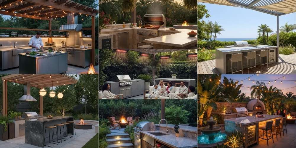outdoor kitchen idea for lighting and comfort