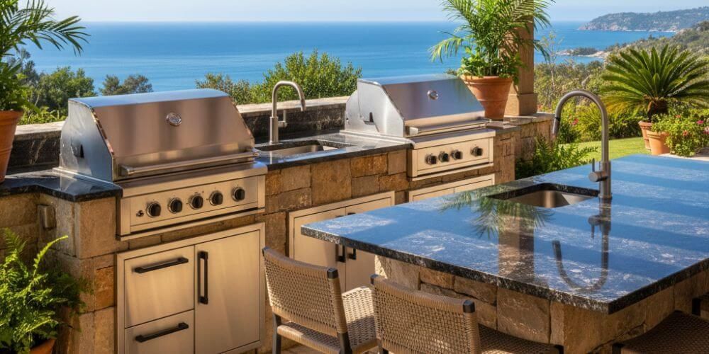 outdoor kitchen idea for mixed metals_ stainless appliances