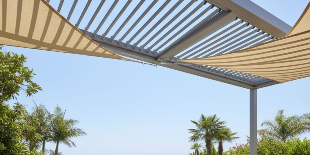 outdoor kitchen idea for shade sail or adjustable louvers
