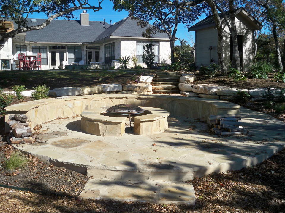 Outdoor Firepit with Lumbers — Helotes, TX — Easter Concrete Contracting