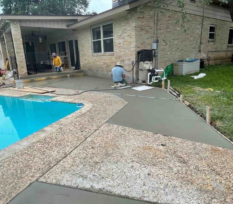 stamped concrete pool deck