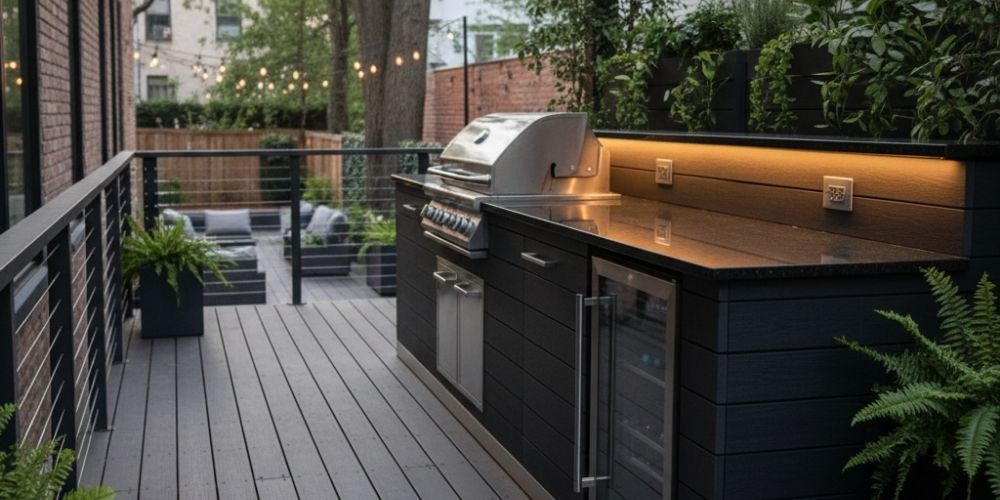 straight run outdoor kitchen idea
