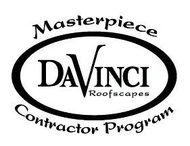Black and white DaVinci Roofscapes Masterpiece Contractor Program logo.