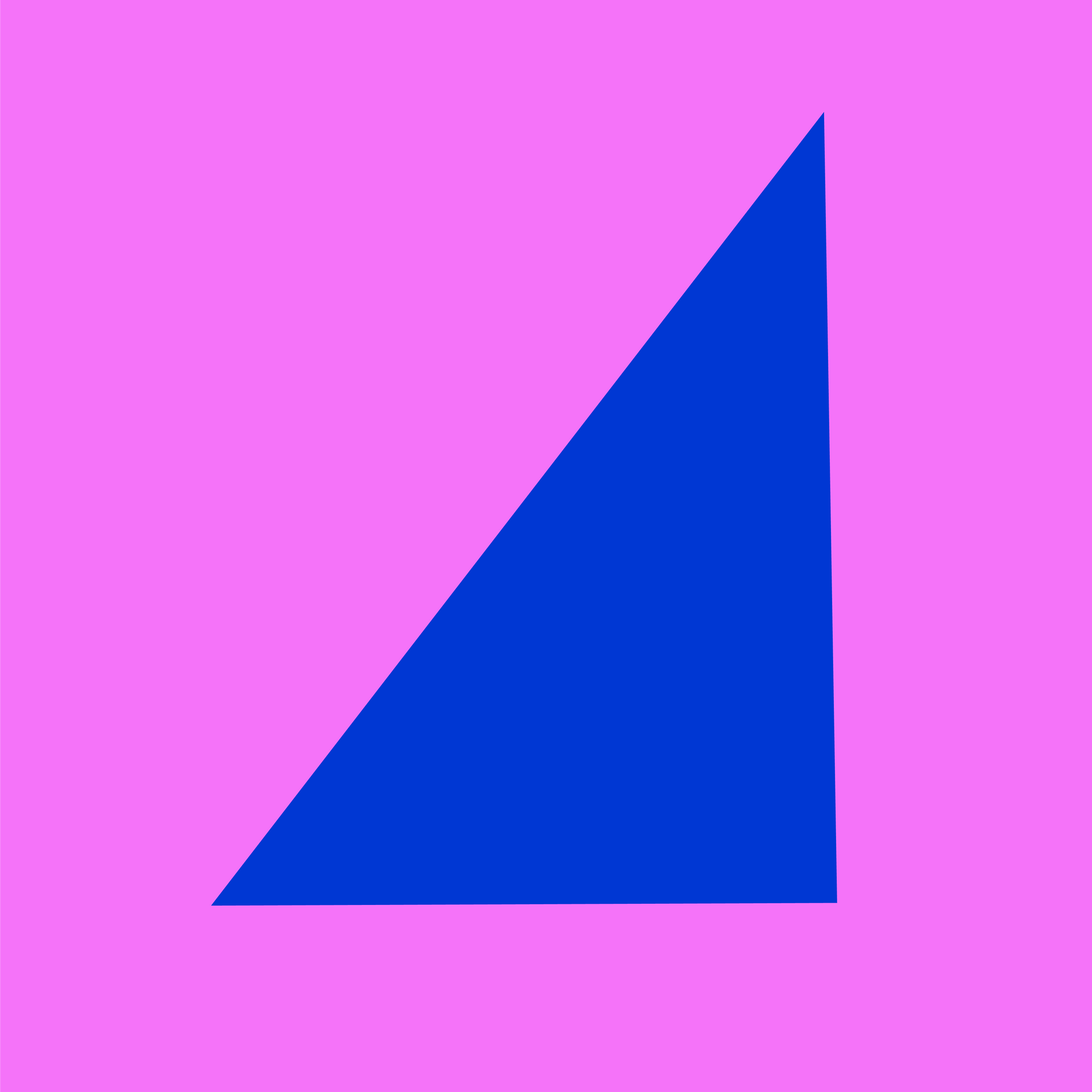 Blue triangle on a pink background.
