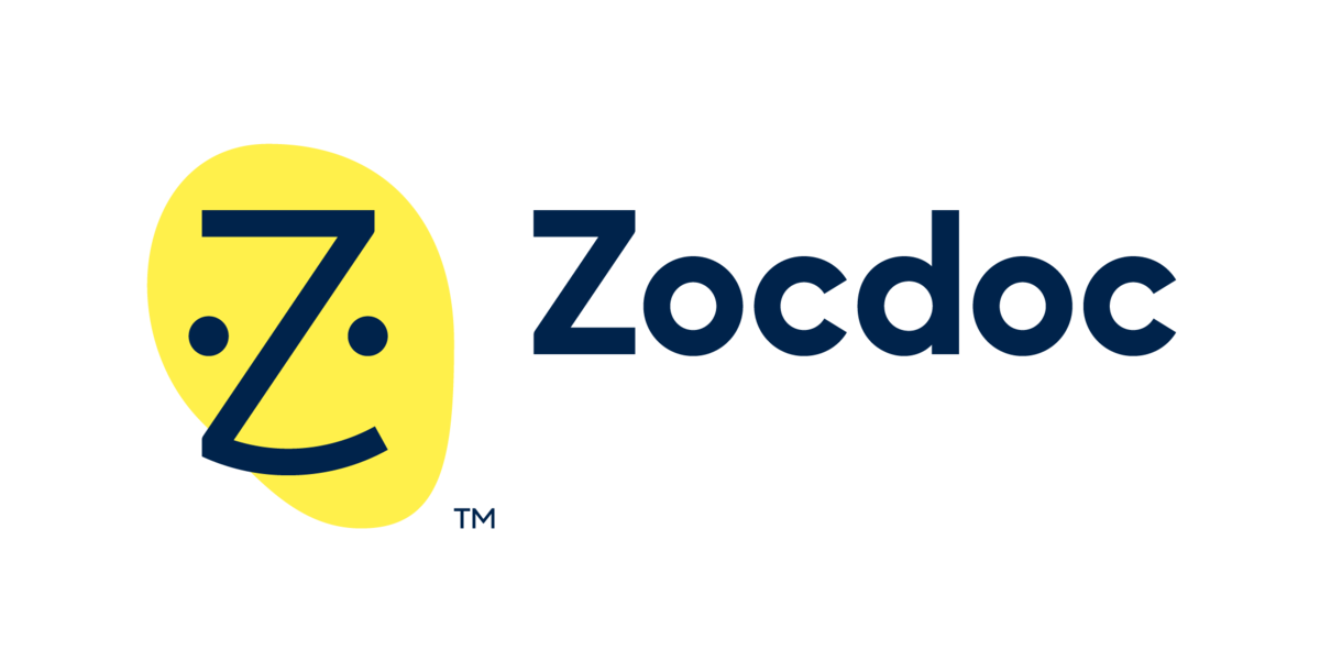 A logo for a company called zocdoc with a yellow circle in the middle.