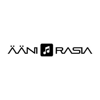 ÄäniRasia-logo: teksti ja nuotti neliössä valkoisella taustalla.