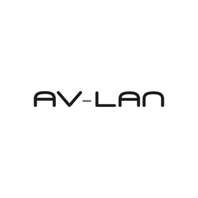 AV-LANin, yrityksen tai brändin, logo; lihavoidut sans-serif-kirjaimet, musta valkoisella taustalla.