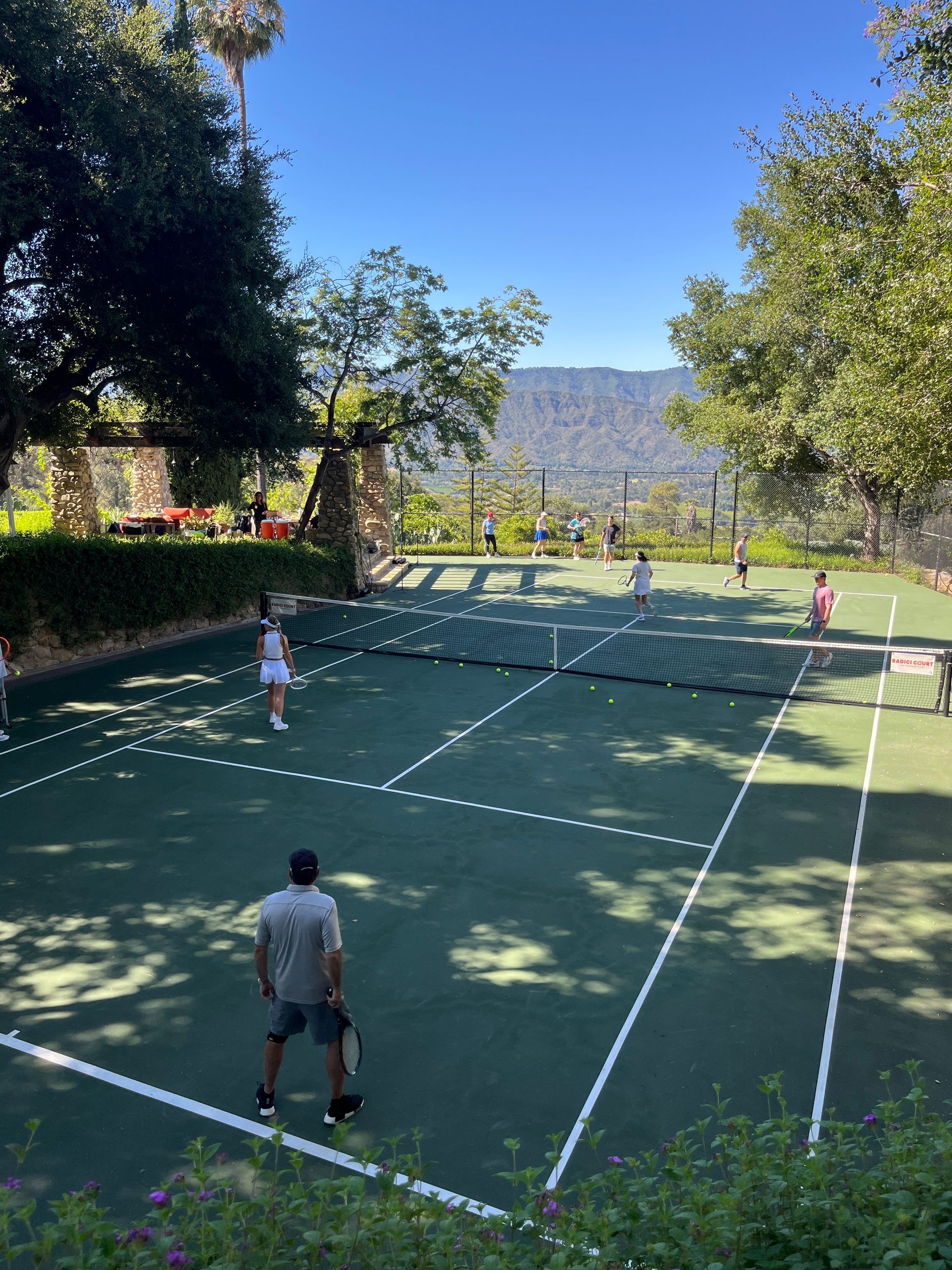 Radici Court June 29 Ojai event with tennis retreat, private lessons, mindfulness, community gatheri