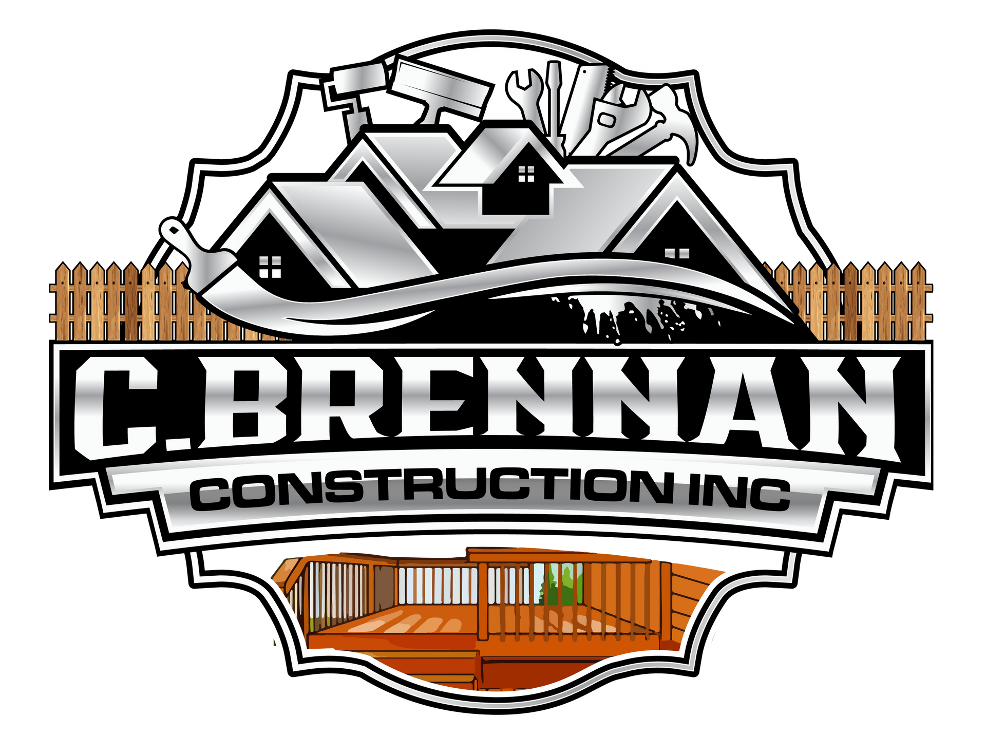 A logo for a construction company called c. brennan construction inc