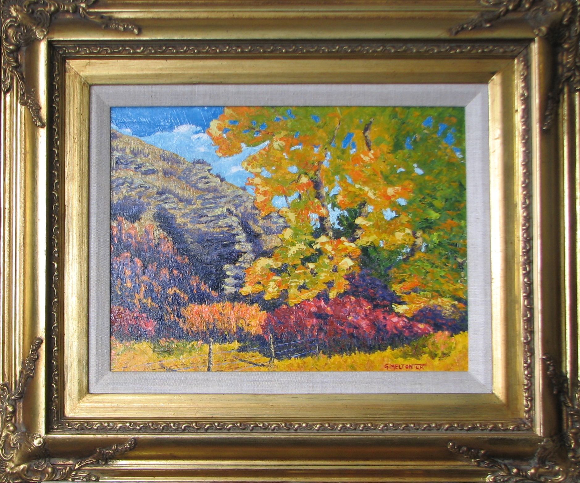 Oil Painting of Hill and Trees