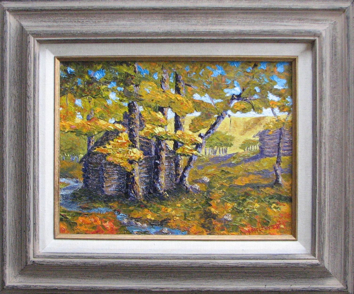 Oil Painting of Hut in Forest