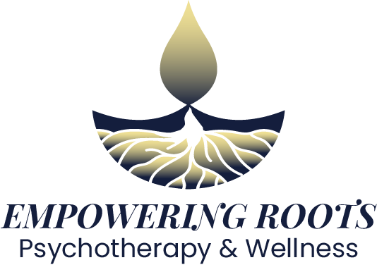 A logo for empowering roots psychotherapy and wellness