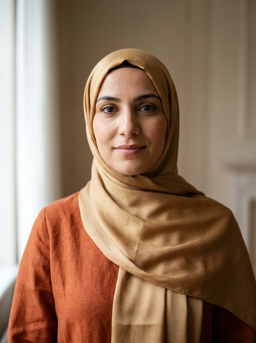 Muslim woman in hijab with calm confident expression, therapy intensives Etobicoke