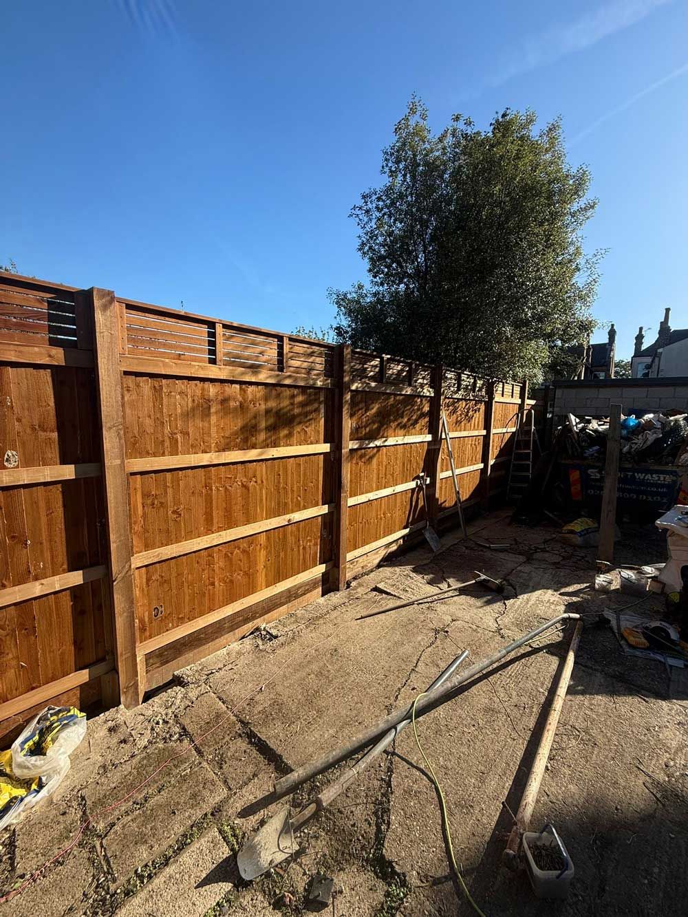 Feather edge fence and gate